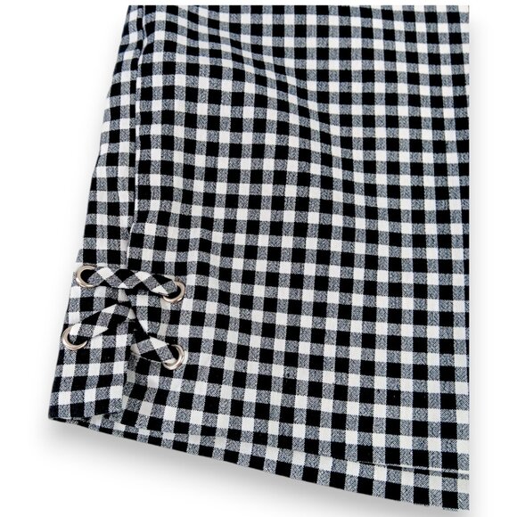 Ingredients- Women's-Gingham Checkered Black-White Shorts-Flat Panel-Summer - Picture 8 of 12